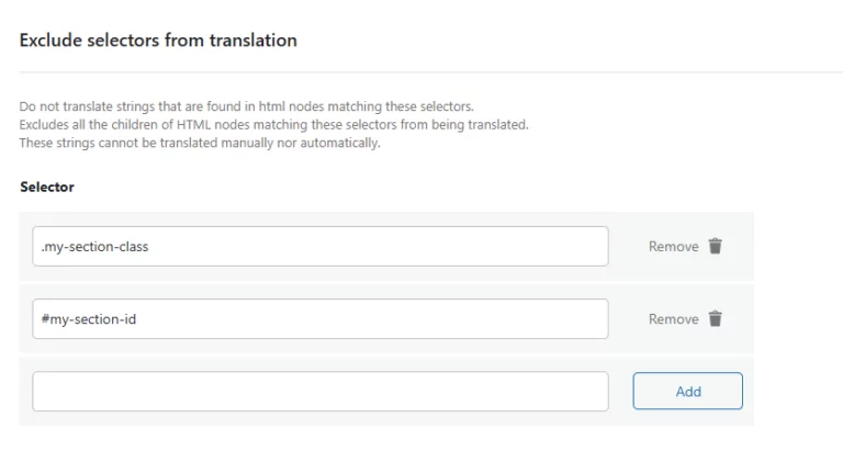 Exclude HTML Selectors From Automatic Translation