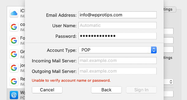 Apple mail connect to the Hub