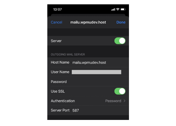 SMTP setup for Apple Mail integration