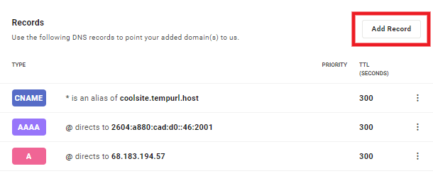 Add new record in Hub DNS manager