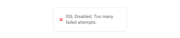 SSL disabled message in the Hub