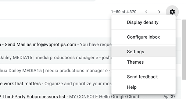 Gmail settings