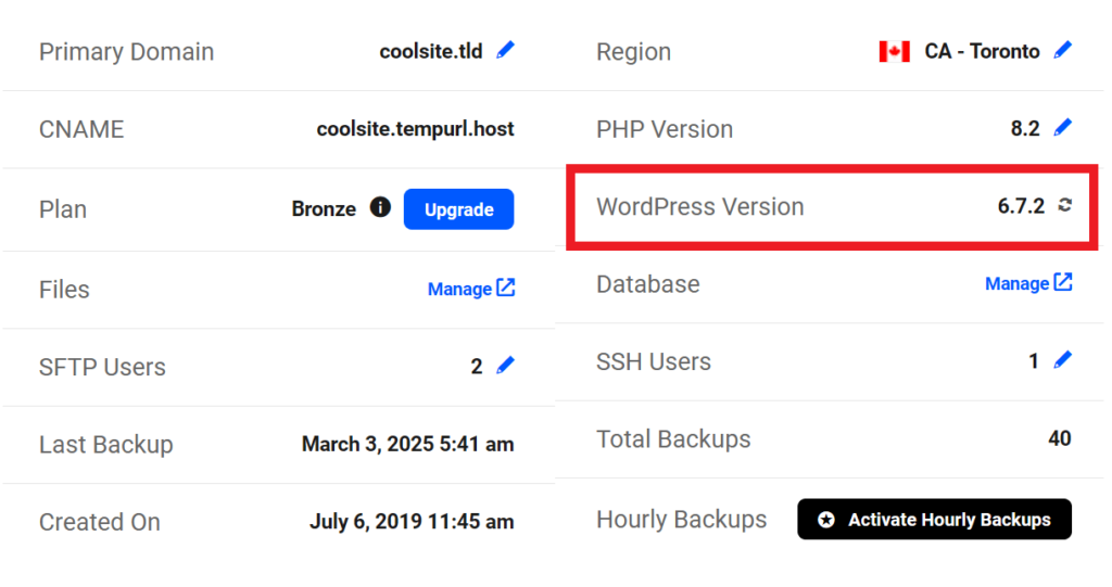 Rafraichir la version de WordPress
