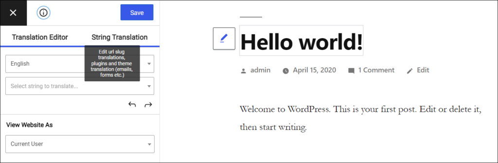 String Translation tab