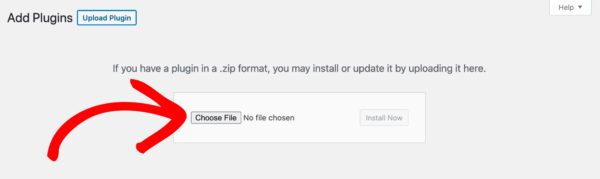 Choose File button in WordPress