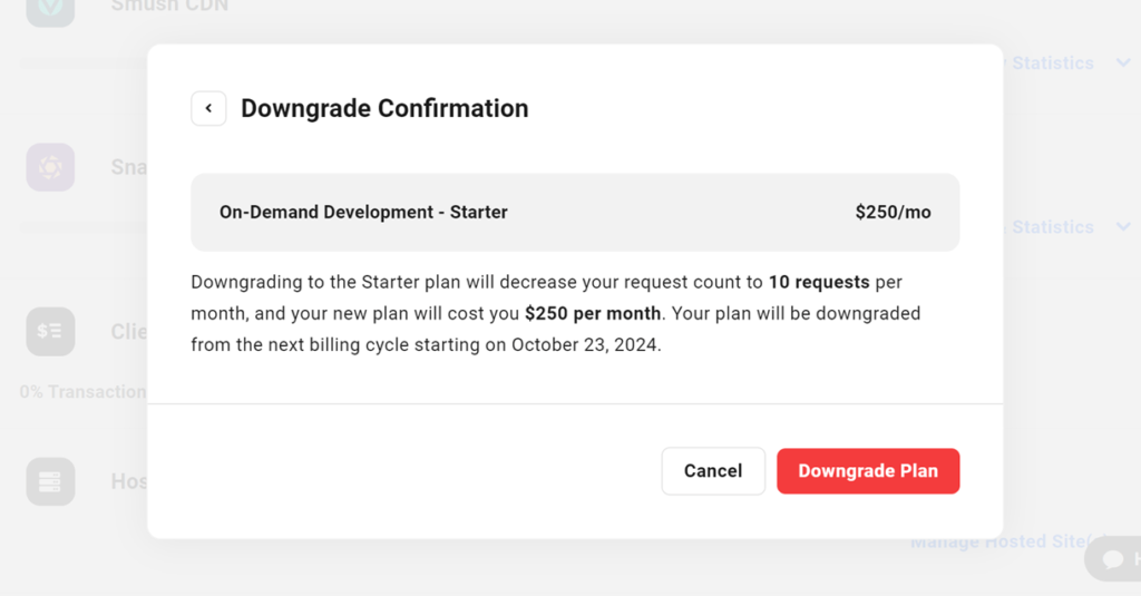 downgrade confirmation