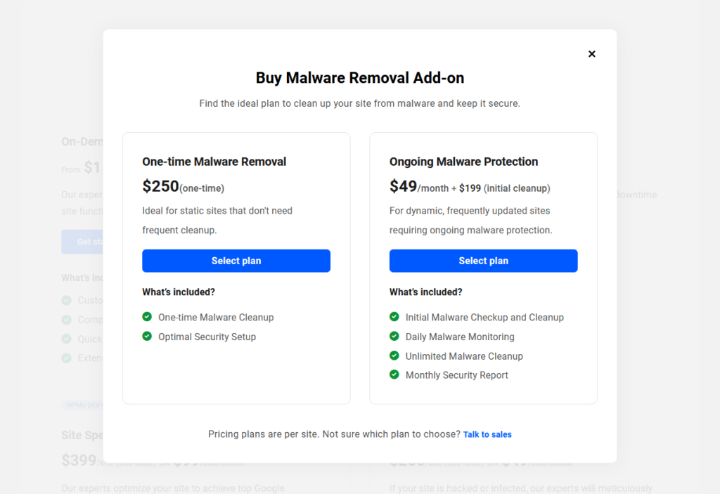 Select Malware Removal plan