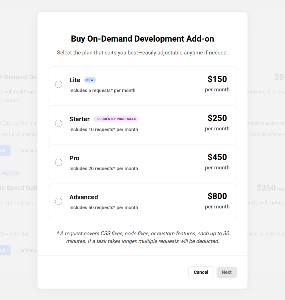 On-Demand Development plans
