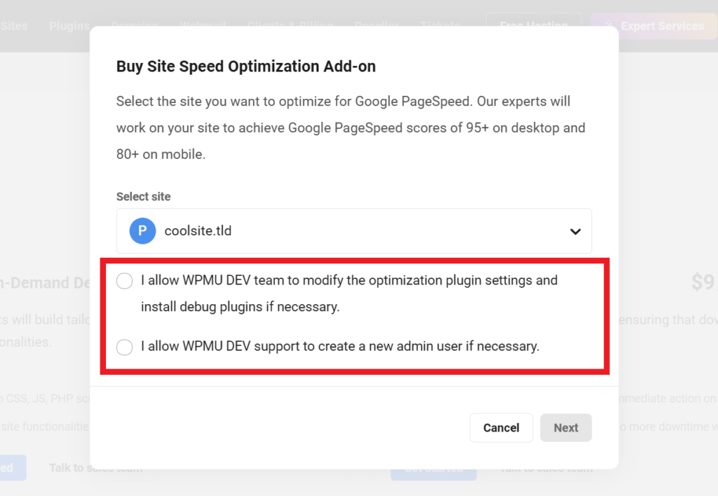 Grant permissions when purchasing expert services